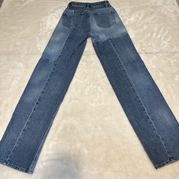 PacSun High Waist Boyfriend Patchwork Denim Jeans Size 22 - Picture 5 of 14